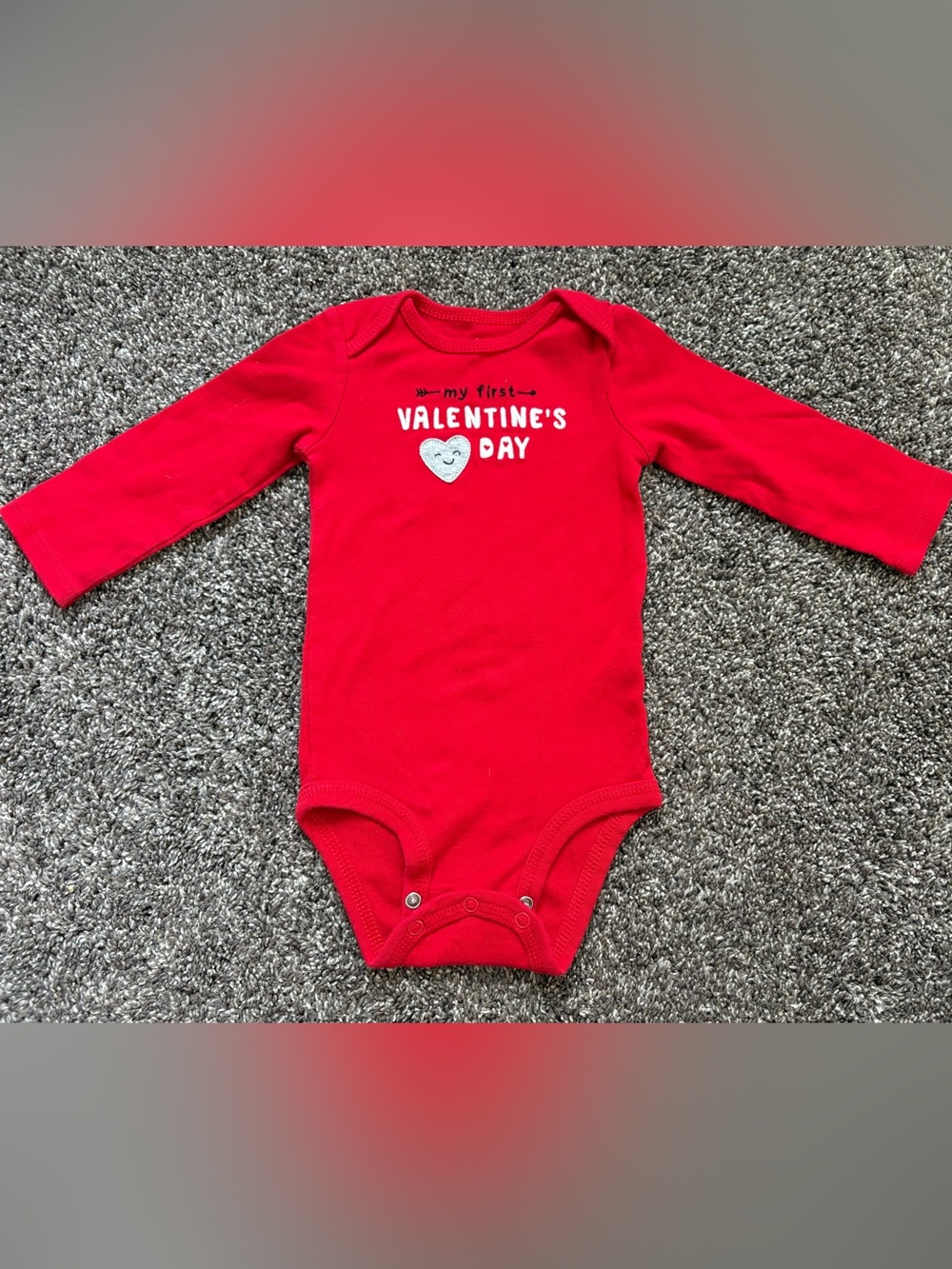 Carter's Red 'Valentine's Day' Long-Sleeve Baby One-Piece